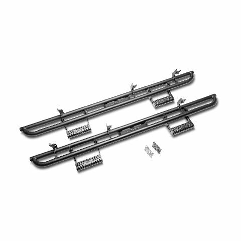 RealTruck RKR Step System Compatible with Jeep Wrangler JLU | Cab Length, Tubular Steel, Textured Black | J184RKRS4 | Compatible with Jeep Wrangler JLU 4-Door, SRW Gas 2018-2024