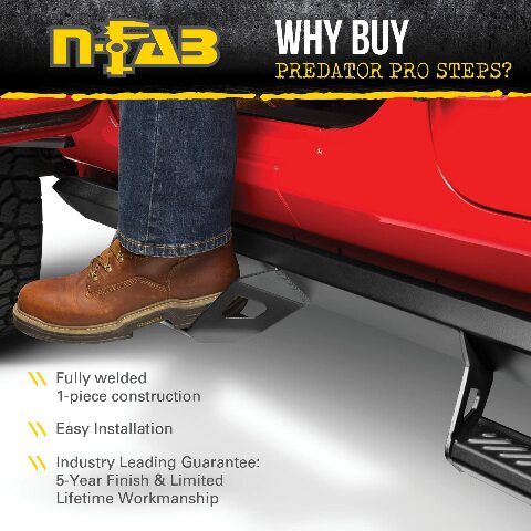 RealTruck Predator Pro Steps Compatible with Silverado/Sierra | Cab Length, Rust-Proof Aluminum, Textured Black | PRCCC-TX | Compatible with Chevrolet Silverado/GMC Sierra 1500, 2020-2021 2500/3500 Crew Cab 2019-2024