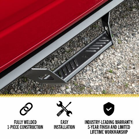 RealTruck Predator Pro Steps Compatible with RAM | Cab Length, Rust-Proof Aluminum, Textured Black | PRD1577CC-TX | Compatible with .5- RAM 1500 (Classic Model Only) Crew Cab, SRW Gas 2018