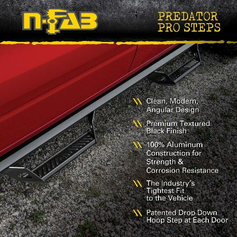 RealTruck Predator Pro Steps Compatible with Jeep Wrangler JLU | Cab Length, Rust-Proof Aluminum, Textured Black | PRJ1863-TX | Compatible with Jeep Wrangler JLU 4-Door, SRW Gas 2018-2024