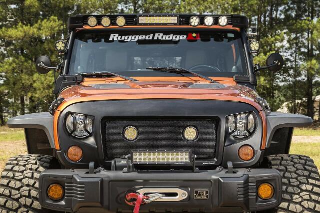 Rugged Ridge | Elite Euro Guard Kit, Headlight, Textured Black | 11230.12 | Compatible with Jeep Wrangler JK/JKU 2007-2018