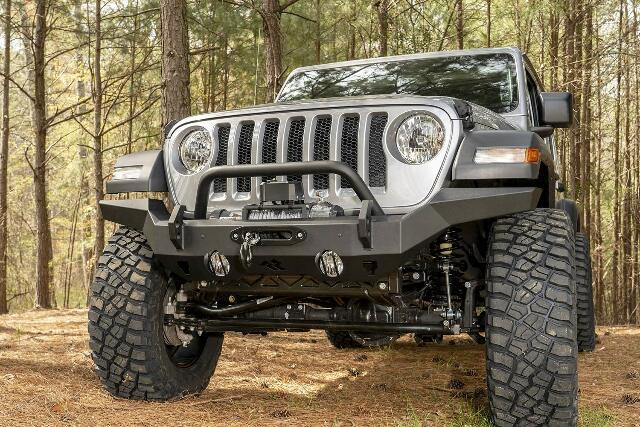 Rugged Ridge HD Bumper, Front Compatible with Jeep Wrangler/Gladiator | Full-Width, Steel, Black | 11540.31 | Compatible with Jeep Wrangler JK/JL; Jeep Gladiator JT 2020-2025