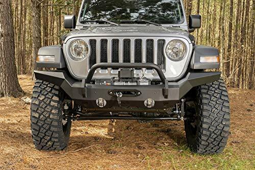 Rugged Ridge HD Bumper, Front Compatible with Jeep Wrangler/Gladiator | Full-Width, Steel, Black | 11540.31 | Compatible with Jeep Wrangler JK/JL; Jeep Gladiator JT 2020-2025