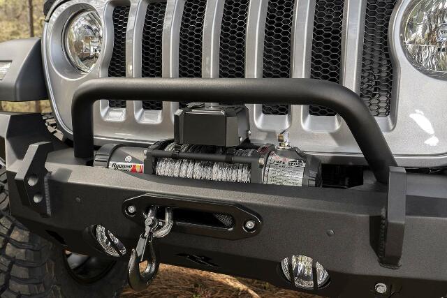 Rugged Ridge HD Bumper, Front Compatible with Jeep Wrangler/Gladiator | Full-Width, Steel, Black | 11540.31 | Compatible with Jeep Wrangler JK/JL; Jeep Gladiator JT 2020-2025