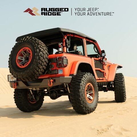 Rugged Ridge HD Bumper, Rear Compatible with Jeep Wrangler JL | Full-Width, Steel, Black | 11540.36 | Compatible with Jeep Wrangler JL 2018-2025