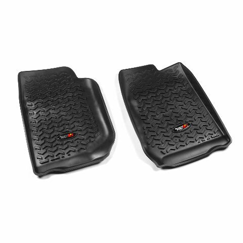 Rugged Ridge Front Floor Liners Compatible with Jeep Wrangler JKU | Pair, All-Terrain, Black | 12920.01 | Compatible with Jeep Wrangler JKU 4-Door 2007-2018