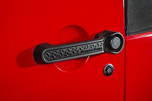 Rugged Ridge | Elite Door Handle Inserts, Black Tread | 13311.49 | Compatible with Jeep Wrangler JK 4-Door 2007-2018