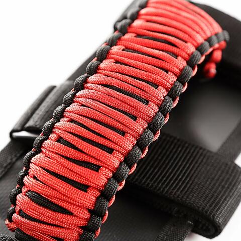 Rugged Ridge 13505.31 Grab Handle Kit, Paracord, Red/Black; 55-Current Jeep CJ/Wrangler/Gladiator