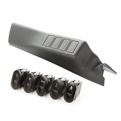 Rugged Ridge | Switch Pod Kit, A-Pillar, 4 Etched Switches, LHD | 17235.71 | Compatible with Jeep Wrangler JK 2011-2018