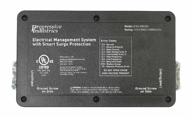 Progressive Industries 30 Amp Heavy Duty RV Surge Protector EMS — Whole House Surge Protection w/Integrated Display and Fault Detection — EMS-HW30C