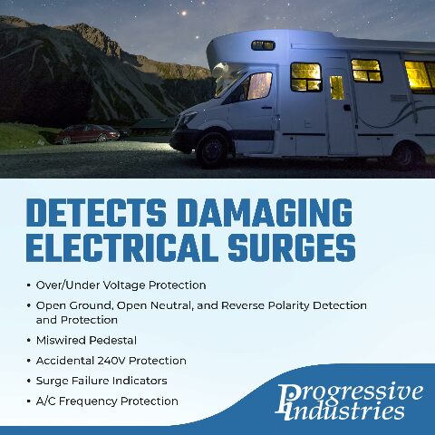 Progressive Industries Hardwired RV Surge Protector, 30 Amp EMS with Integrated Display and Fault Detection - EMS-LCHW30