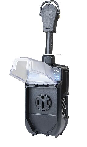 Progressive Industries Portable RV Surge Protector, 50 Amp EMS with Integrated Display, Fault Detection, and All Weather Shield Assembly - EMS-PT50X