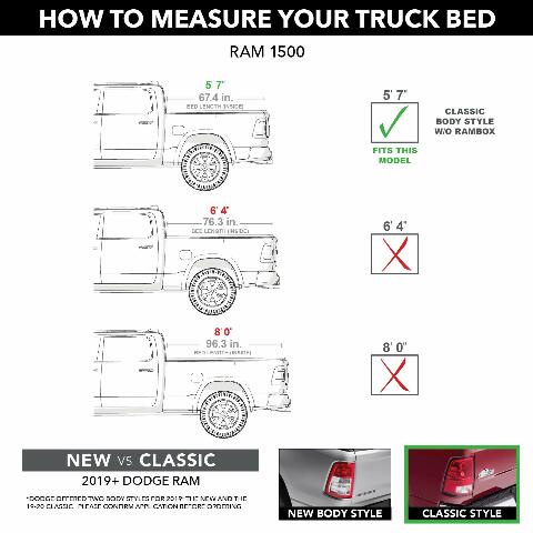 RealTruck Roll-N-Lock A-Series Retractable Truck Bed Tonneau Cover | BT447A | Compatible with - , 2019 - 2020 Classic Dodge Ram 1500/2500/3500 5' 7" Bed (67.4") 2018