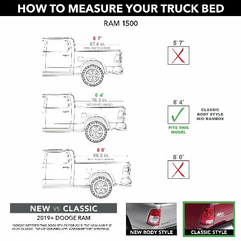 RealTruck Roll-N-Lock E-Series Retractable Truck Bed Tonneau Cover | RC448E | Compatible with - , 2019 - 2020 Classic Dodge Ram 1500/2500/3500 6' 4" Bed (76.3") 2018