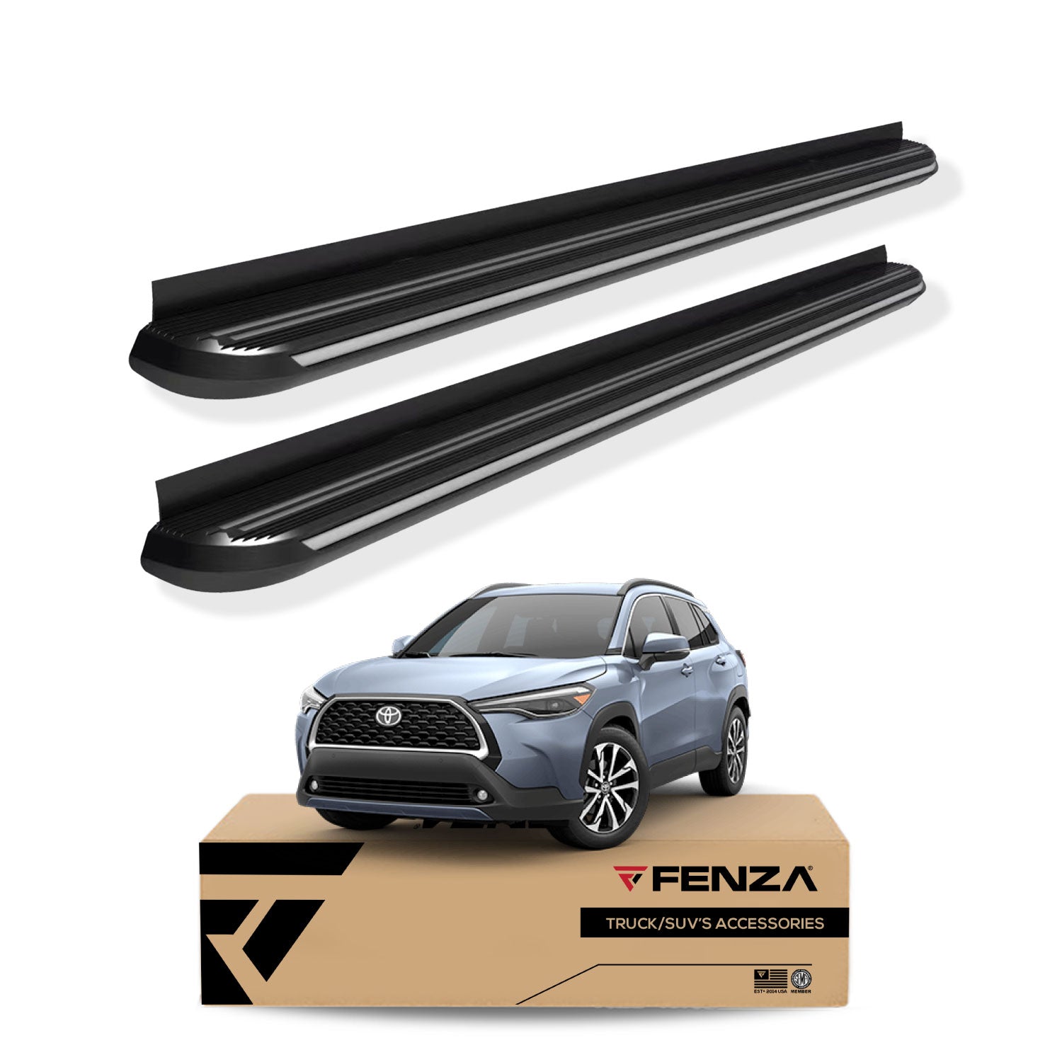 Running Boards Side Steps Black with Chrome Trim Compatible With Toyota Corolla Cross 22+