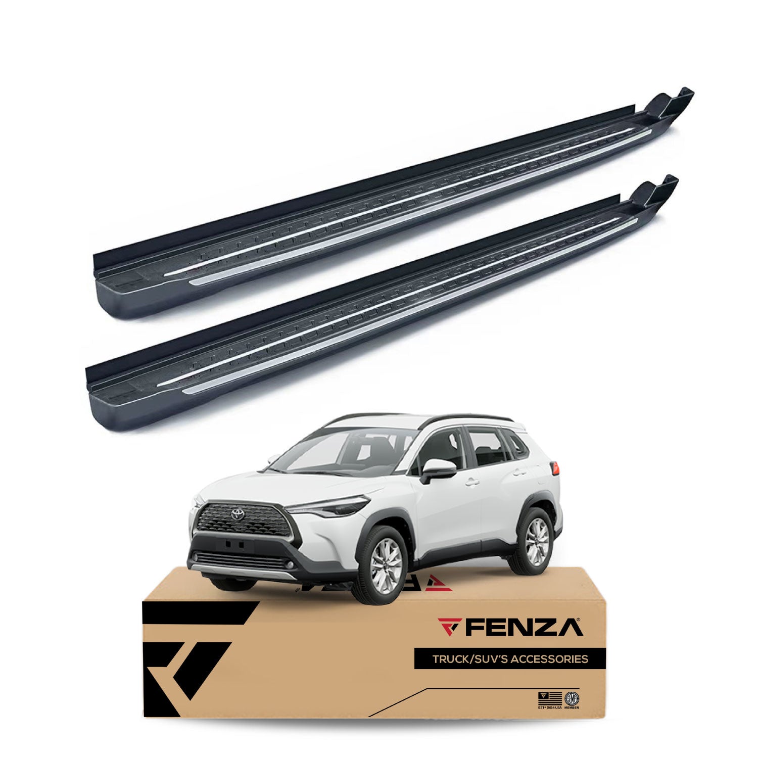 Running Boards Side Steps Black, Chrome Trims Compatible With Toyota Corolla Cross 22+