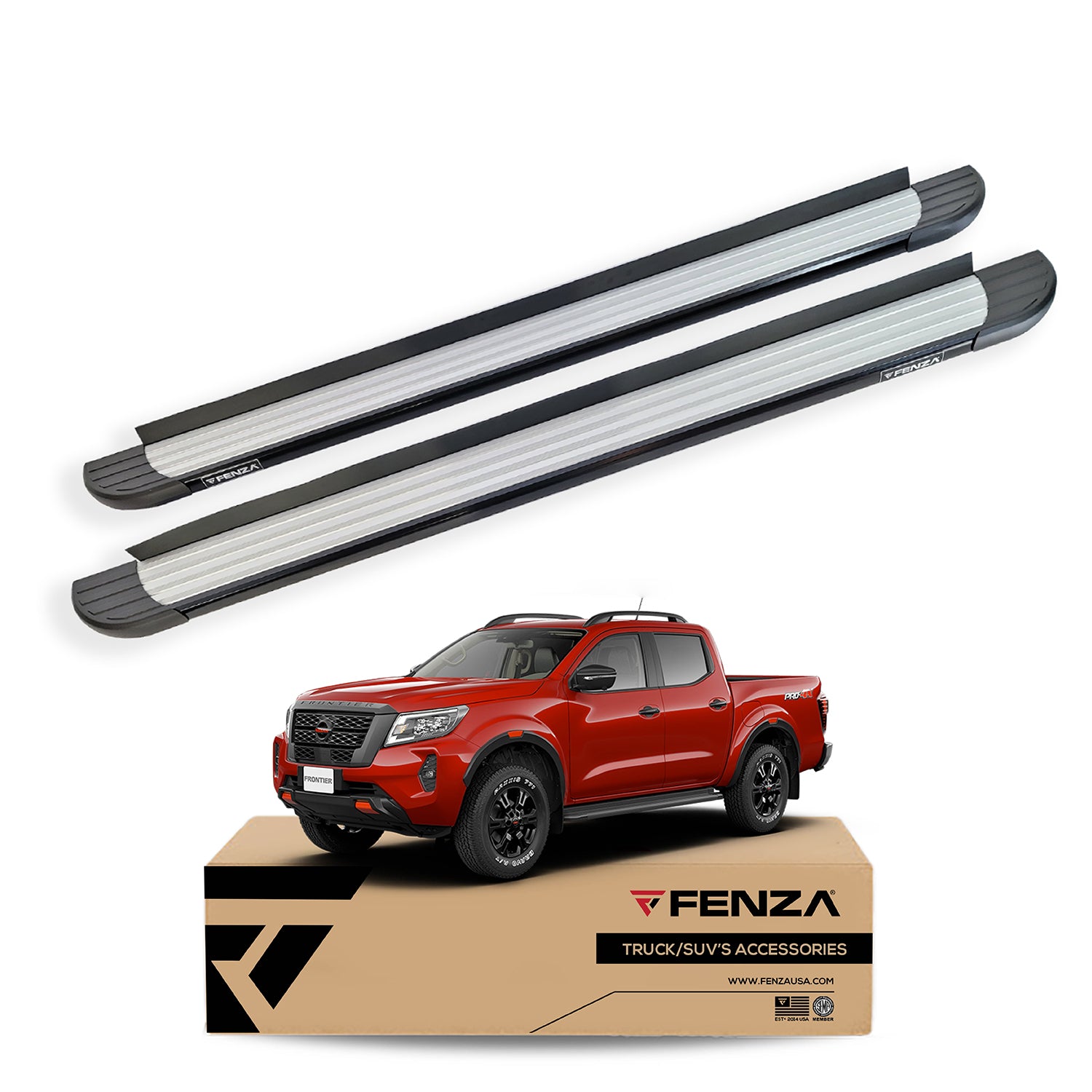 Running Boards Side Steps Black & Silver Compatible With Nissan Frontier 16+
