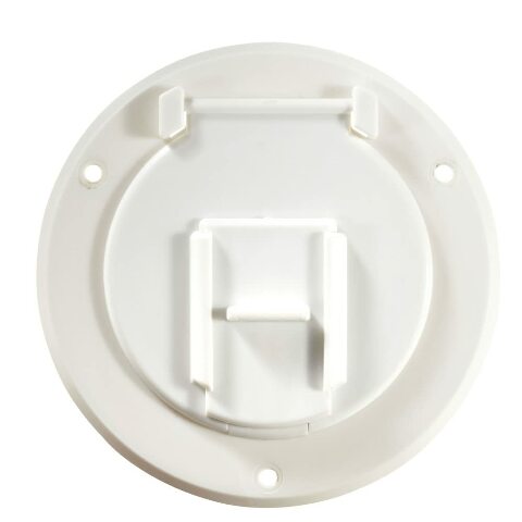 RV Designer B120, Round Electrical Cable Hatch, Basic, Replaceable Lid, 4.3 inch Diameter, Polar White