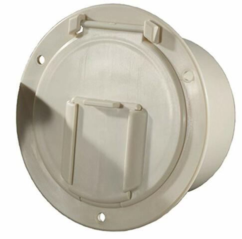 RV Designer B132, Round Electrical Cable Hatch, Low Profile, 4.6 inch Diameter, Colonial White