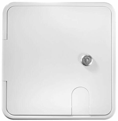 RV Designer B152, Locking Electrical Cable Hatch, 8.5 inch x 8 inch x 1.5 inch, Polar White