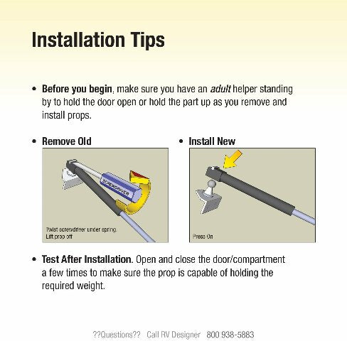 RV Designer G20, Gas Prop Door Support, 17 inch, 90 lb. Load Capacity, Exterior Hardware