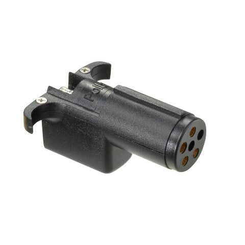 RV Designer, P717, 6-Way Round to 4-Way Flat Adapter, Pollak , Black