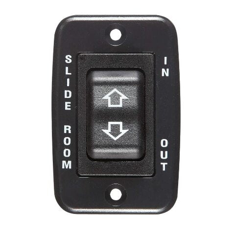 RV Designer S141, Slide In / Slide Out Contoured Switch, 20 Amp Continuous, 40 Amp Peak, Black, DC Electrical, 2.3 Inch