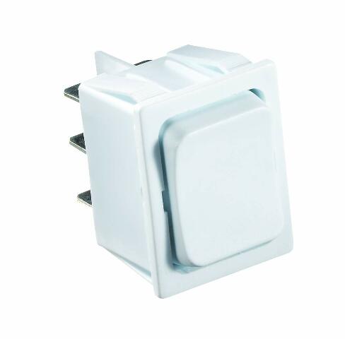RV Designer S475, Rocker Switch, 5 Amp, Momentary On / Off Momentary On, DPDT, White, DC Electrical