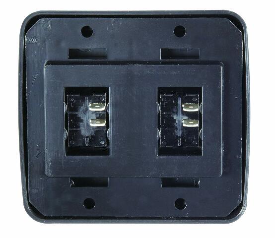 RV Designer S523, Contoured Wall Switch, Includes Base and Bezel, Double, On / Off, SPST, Black, DC Electrical