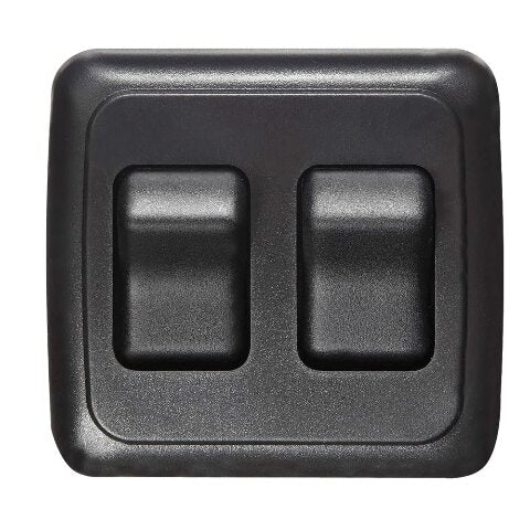 RV Designer S523, Contoured Wall Switch, Includes Base and Bezel, Double, On / Off, SPST, Black, DC Electrical