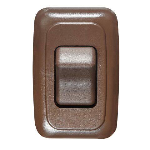RV Designer S631, Contoured Wall Switch, Includes Base and Bezel, Single, On / Off, SPST, Brown, DC Electrical
