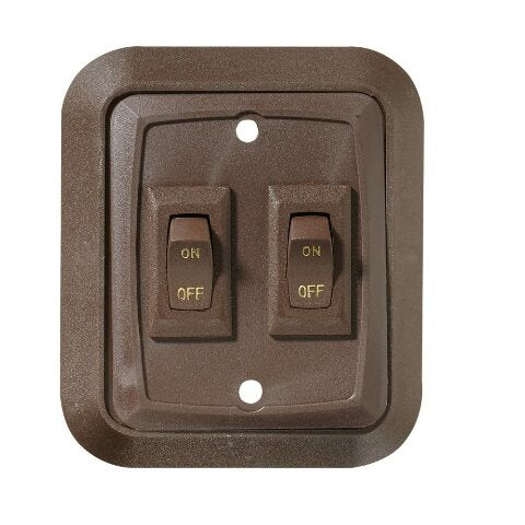 RV Designer Collection S655 Wall Plate Switch Double On/Off, Brown, 3.53 Inches x 3 Inches