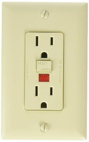 RV Designer S803, Dual GFCI Outlet with Cover Plate, Ivory, AC Electrical