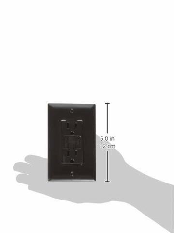 RV Designer S805, Dual GFCI Outlet with Cover Plate, Brown, AC Electrical