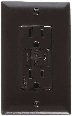 RV Designer S805, Dual GFCI Outlet with Cover Plate, Brown, AC Electrical