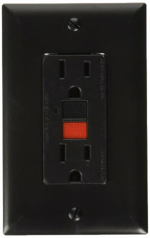 RV Designer S807, Dual Outlet GFCI with Cover Plate, Black, AC Electrical
