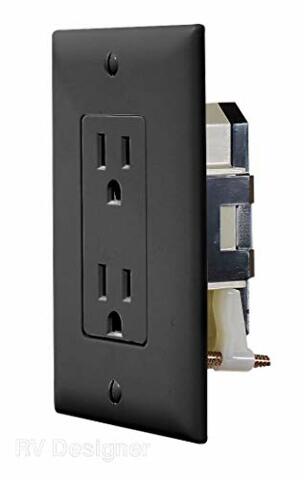 RV Designer Collection S817 Dual Outlet W/Cover Plate Black
