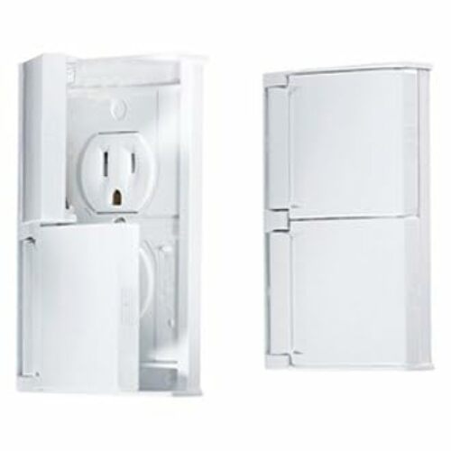 RV Designer S905, Weatherproof Dual Outlet Cover with Snap Cover Plate, White, AC Electrical