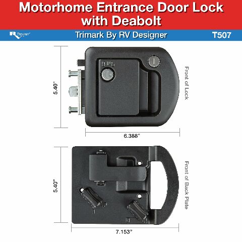 RV Designer T507 Motorhome Entrance Door Lock with Built-in Deadbolt Compatible with TriMark