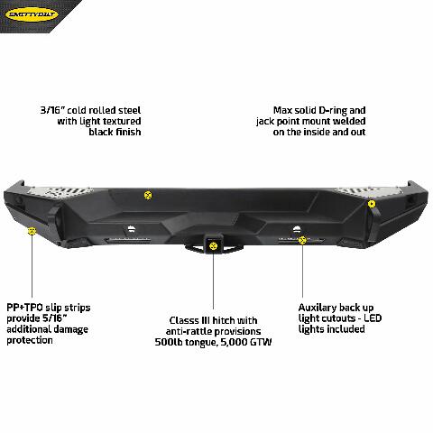 Smittybilt 77858 Gen2 XRC Rear Bumper for 2018 Jeep Wrangler JL 2/4 Door