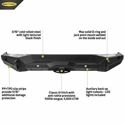Smittybilt 77858 Gen2 XRC Rear Bumper for 2018 Jeep Wrangler JL 2/4 Door