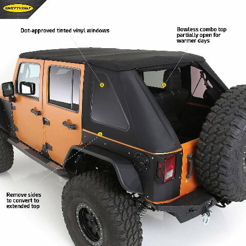 Smittybilt 9087135K Bowless Combo Top w/Tinted Windows Fits 07-18 Wrangler (JK)