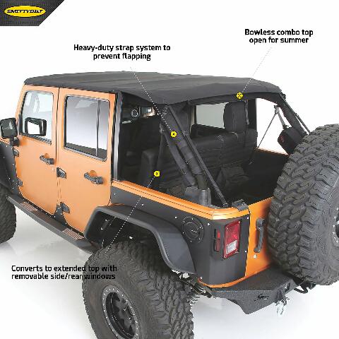 Smittybilt 9087135K Bowless Combo Top w/Tinted Windows Fits 07-18 Wrangler (JK)