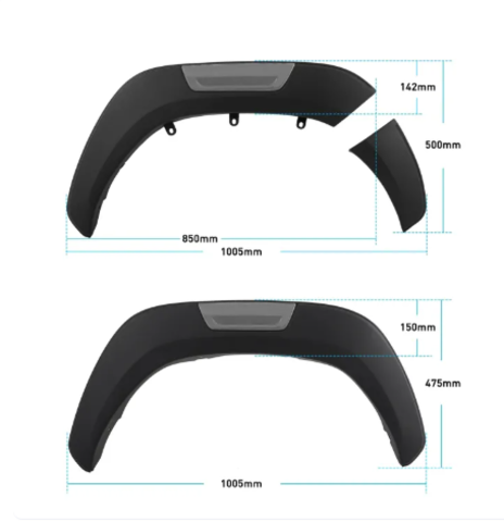 Fenza Matte Black Fender Flares Compatible With Toyota Hilux Revo 2015–2023 | Aggressive Styling & Extra Wheel Coverage (6Pcs Set)