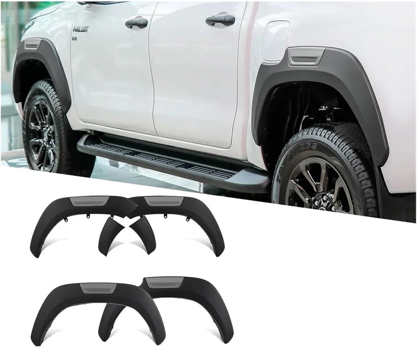 Fenza Matte Black Fender Flares Compatible With Toyota Hilux Revo 2015–2023 | Aggressive Styling & Extra Wheel Coverage (6Pcs Set)