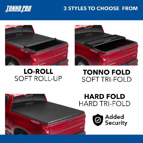Tonno Pro Hard Fold, Hard Folding Truck Bed Tonneau Cover | HF-558 | Compatible with - Toyota Tundra (includes track sys. clamp kit) 5' 7" Bed (66.7") 2021