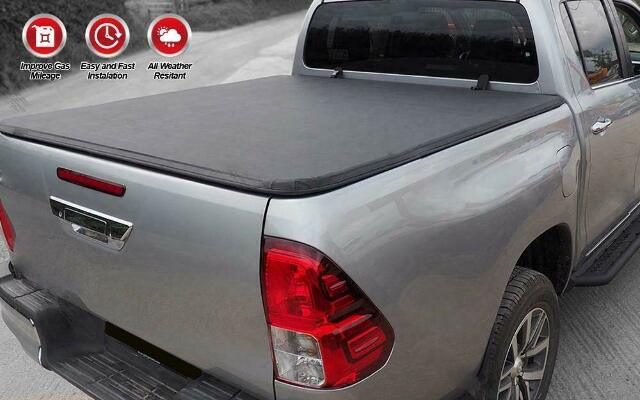 Fenza Soft Tri-Fold Tonneau Cover Compatible With Toyota Tacoma 2005-2015 6.5 Ft.