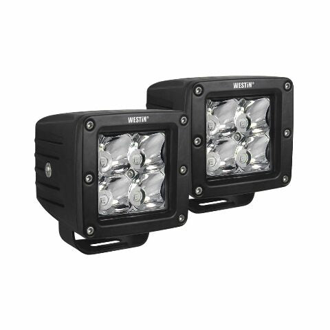 Westin 09-12200B-PR HyperQ LED Auxiliary Lights Flood Beam 3.2x3 in. 5W (Set of 2)