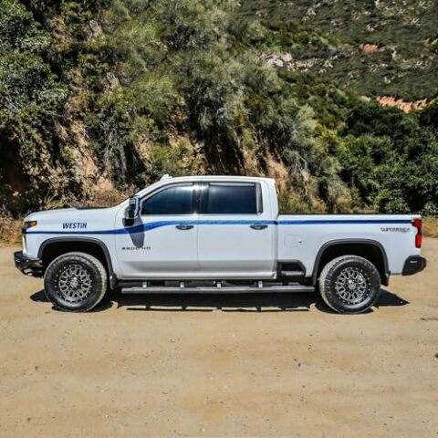 Westin 28-5234765 R5 M-Series Wheel-to-Wheel Nerf Bars XD fits 2020-2024 Silverado Sierra 2500 3500 Crew Cab 6'5" Bed Textured Black Pair