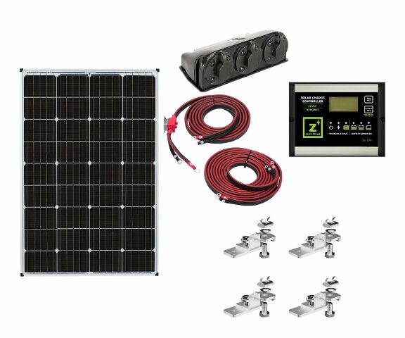 Zamp Solar Legacy Series 115-Watt Roof Mount Solar Panel Kit with Digital Charge Controller. Durable Off-Grid Solar Power Compatible with RV Battery Charging - KIT1003